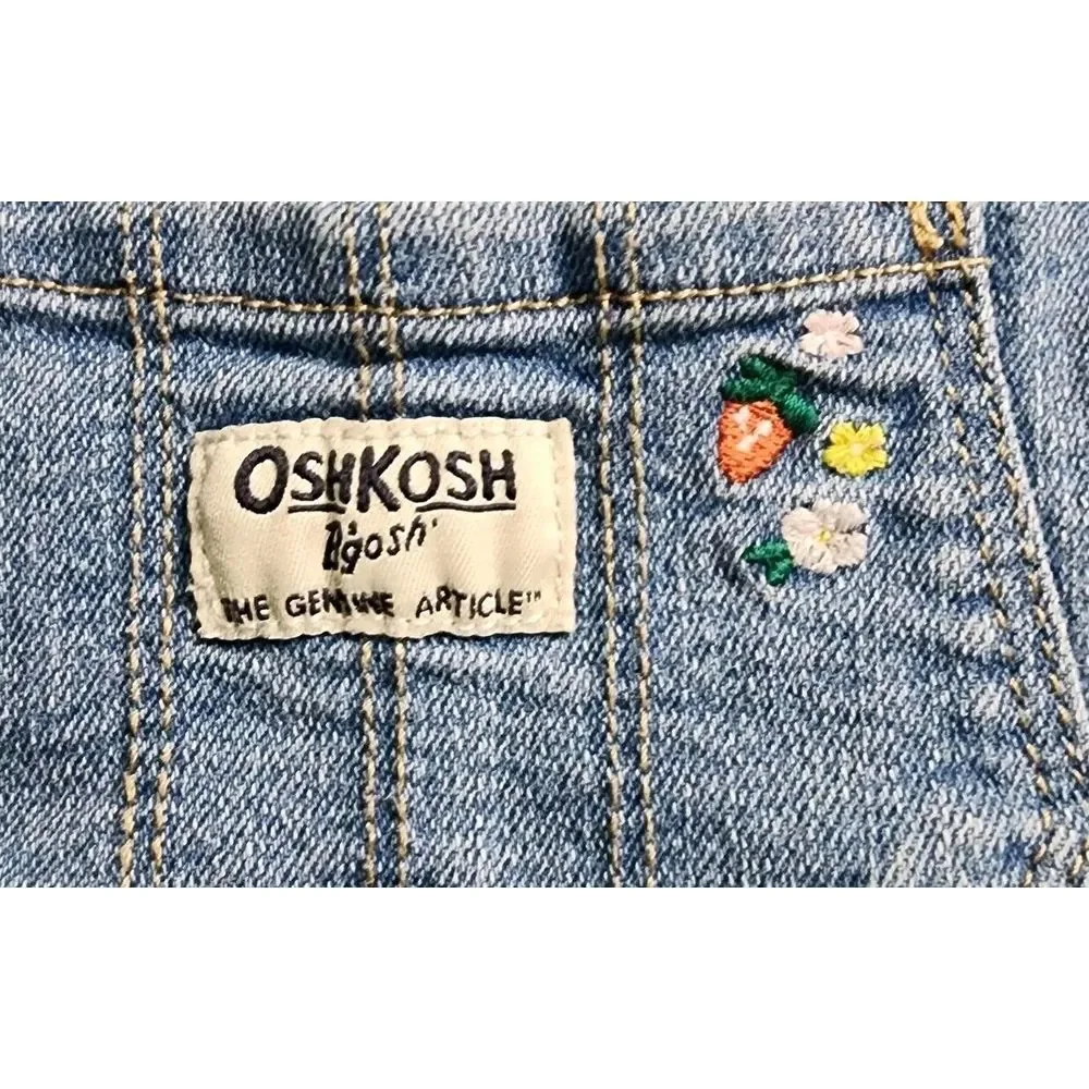 OshKosh B'gosh‎ Size 18M Jumpsuit Overalls Light Wash Denim Floral Embroider